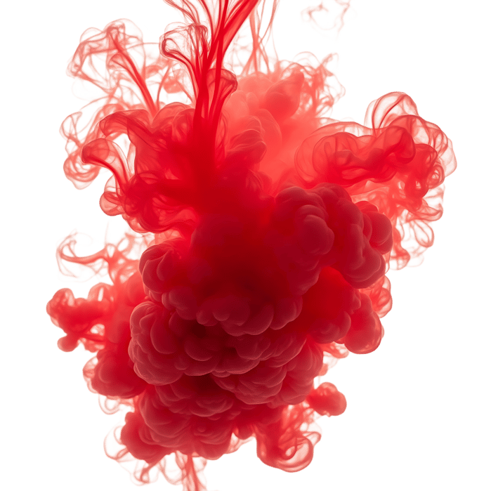 Vibrant red ink cloud swirling in water, abstract design