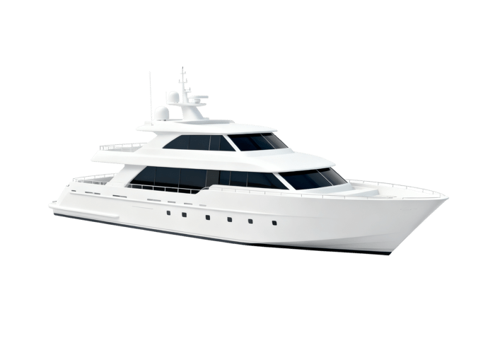 Modern white motor yacht on transparent background102