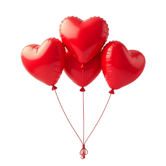 Red heart shaped balloons for valentine day celebrations