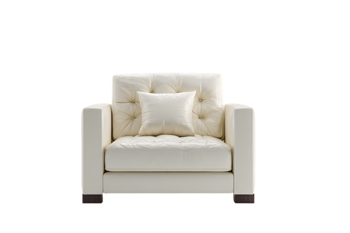 Comfortable off white armchair with a cushion