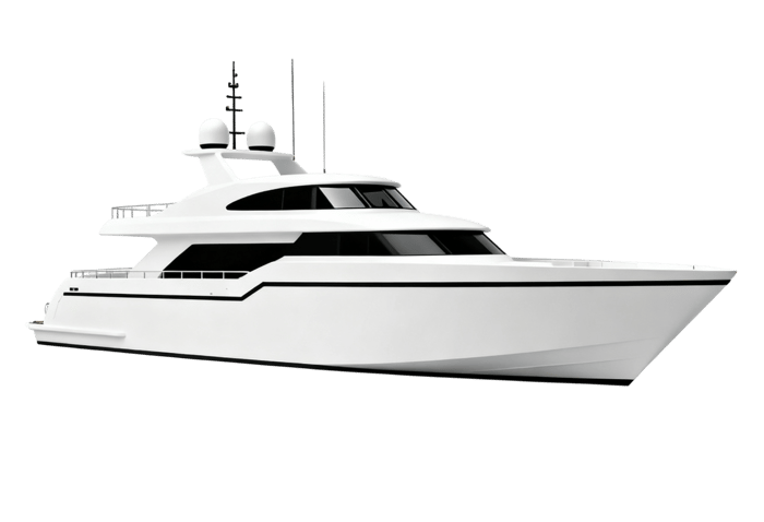 Modern white yacht on transparent background721