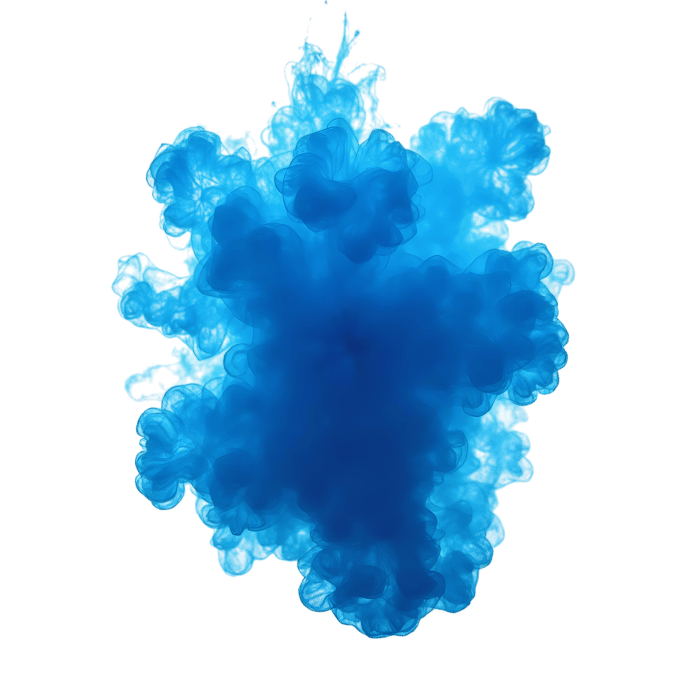 Blue smoke cloud effect on black background