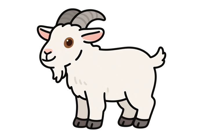 Cartoon goat illustration, farm animal graphic