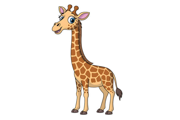 Cute cartoon giraffe illustration on transparent background