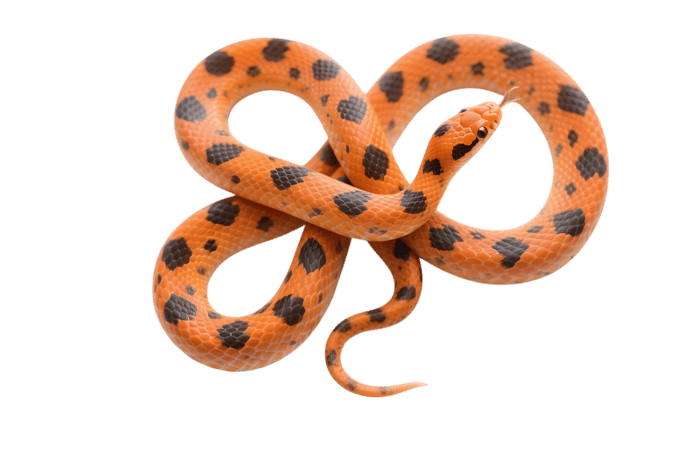 Orange snake with black spots coiled up