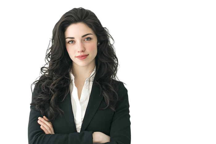 Confident businesswoman with arms crossed.