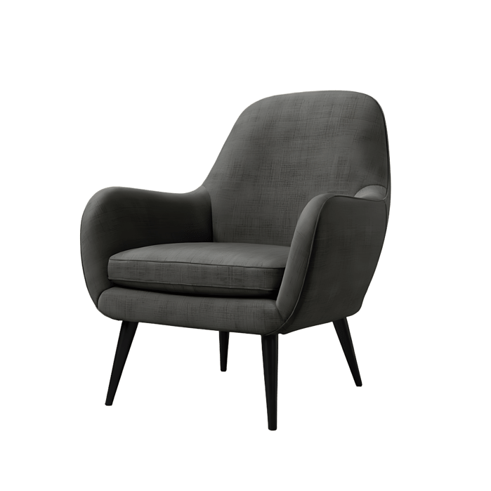 Stylish dark gray armchair on white background