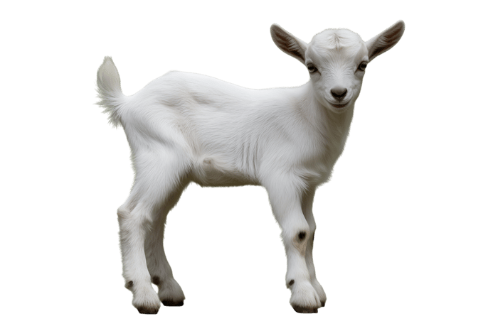 White goat kid on transparent background