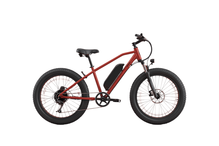 Red electric fat bike for off road adventures and urban commuting