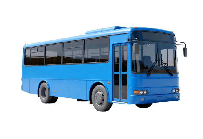 Blue public transportation bus for commuting and travel