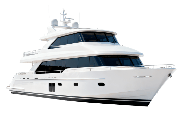 Luxury white yacht for recreation and travel