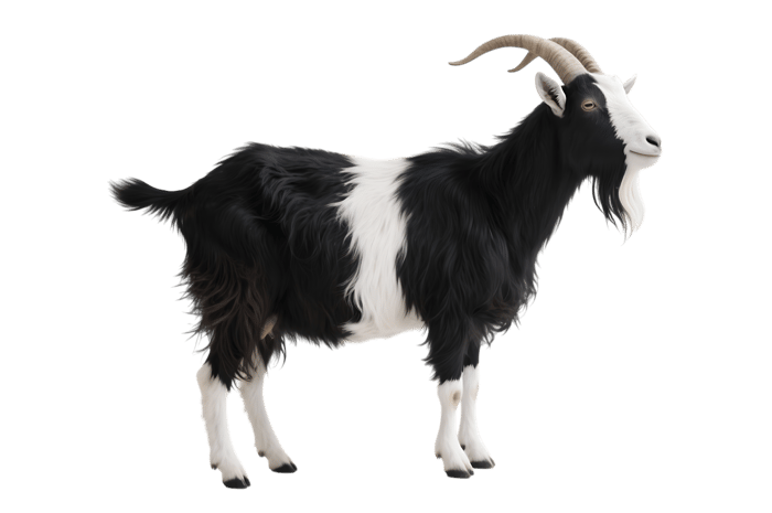 Black and white goat with beard