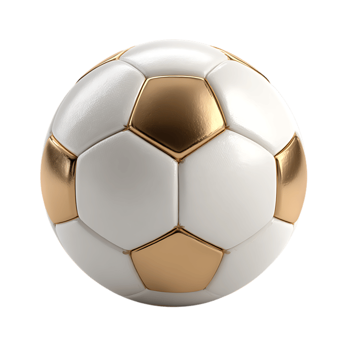 White and gold soccer ball isolated on black793.