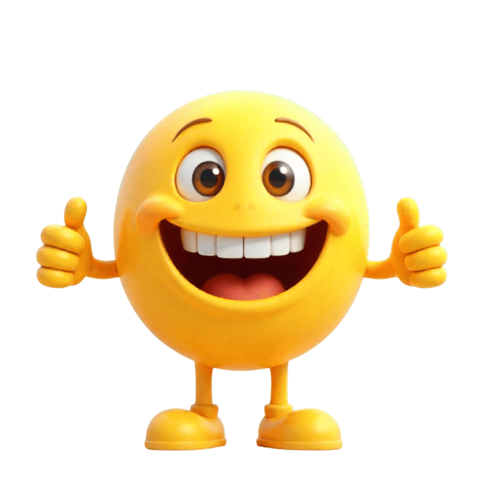 Happy emoji with thumbs up, expressing positive emotion