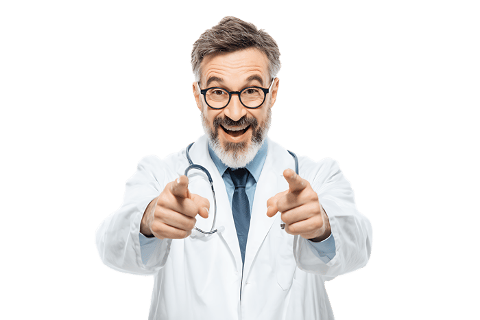 Smiling doctor points at you267