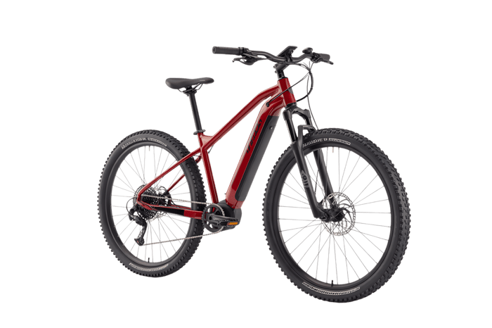 Red electric mountain bike for outdoor adventure and exercise