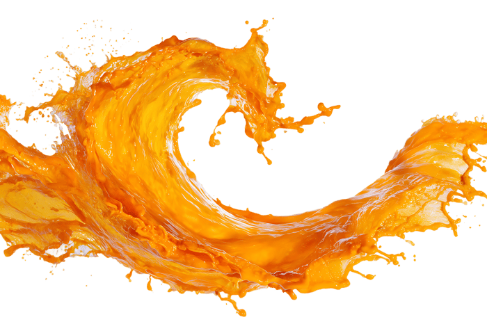 Orange juice splash, vibrant and refreshing.