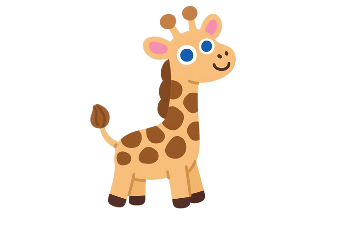 Smiling cartoon giraffe illustration