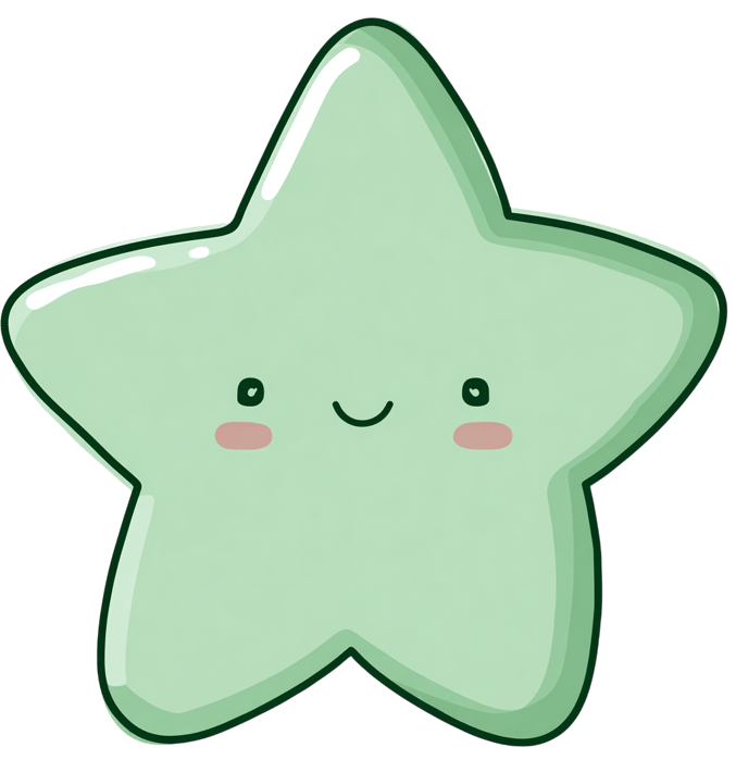 Cute cartoon star with smiling face for kids designs