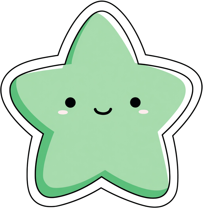 Cute cartoon star with happy smiling face for stickers and design