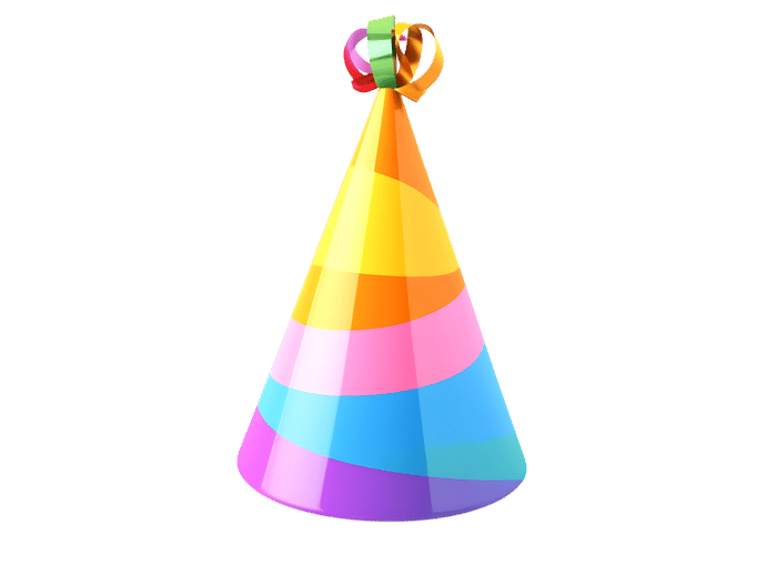 Colorful striped party hat, celebration, festive