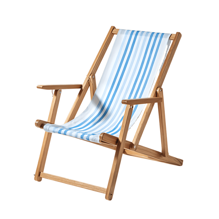 Relaxing striped beach chair.