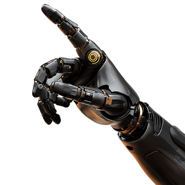 Robotic hand pointing, futuristic technology