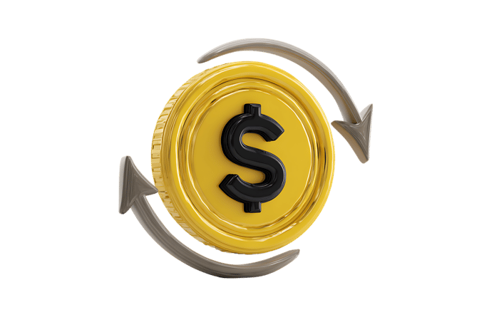 Rotating dollar coin.  Financial concept.