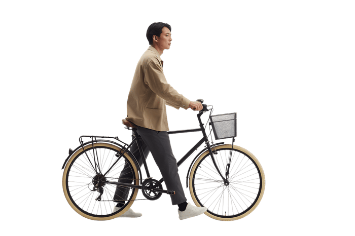Man riding bicycle on transparent background