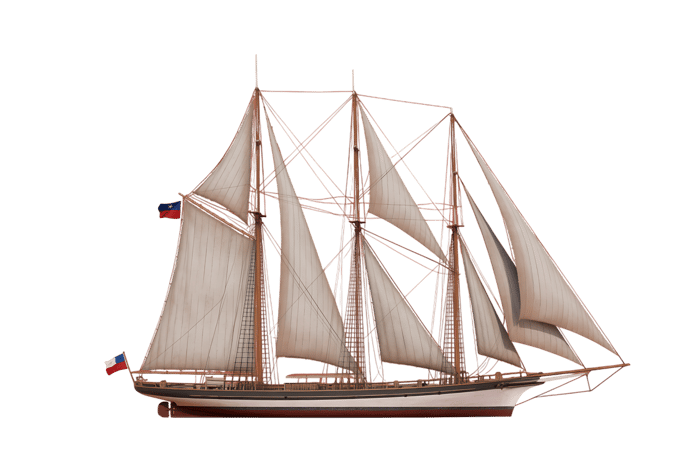 Chilean tall ship with white sails
