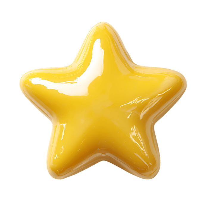 Shiny, glossy yellow star, 3D render.