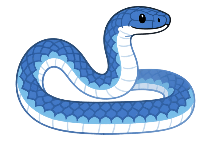 Illustration of a blue snake with pattern