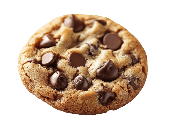Delicious chocolate chip cookie close up.