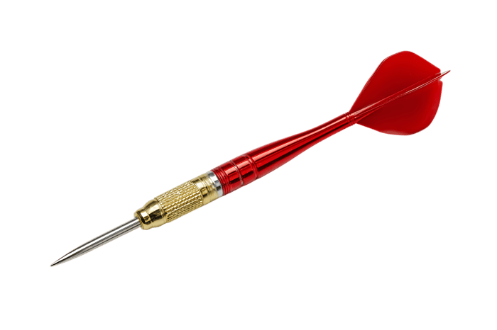 Single red dart isolated on black background569.