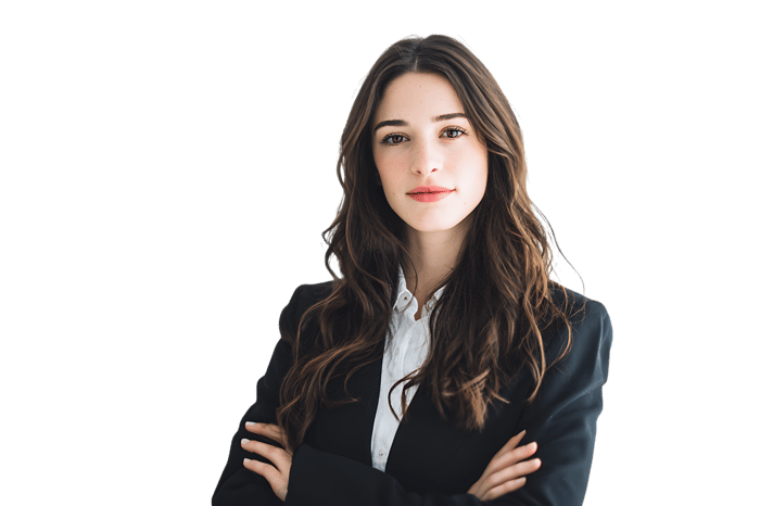 Confident businesswoman portrait, arms crossed.