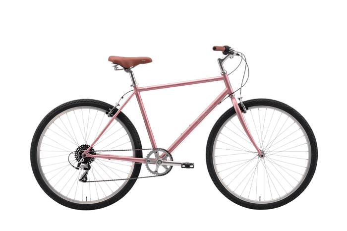 Stylish pink bicycle for recreation and transportation
