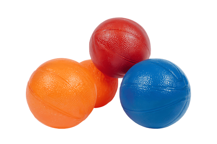 Three colorful balls stacked together