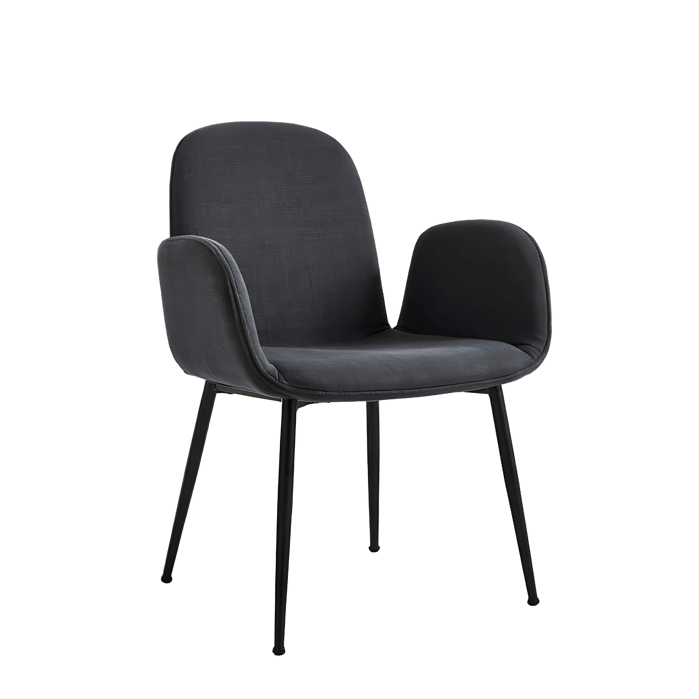 Stylish dark grey armchair with black legs Home decor interior design