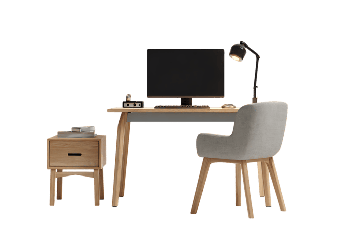 Stylish and minimalist home workspace with desk