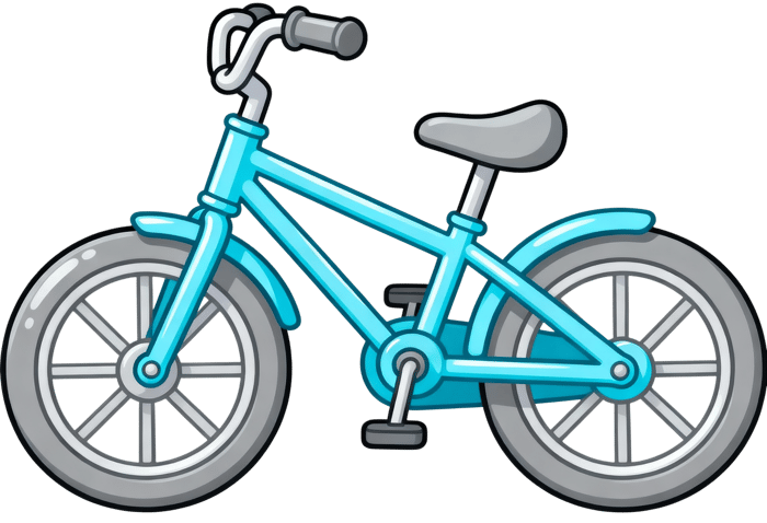 Cartoon style blue bicycle illustration