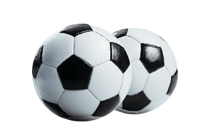 Two soccer balls close up. Sport, game, competition.