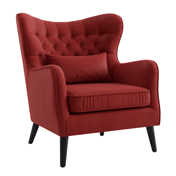 Red Wingback Armchair Upholstered Chair