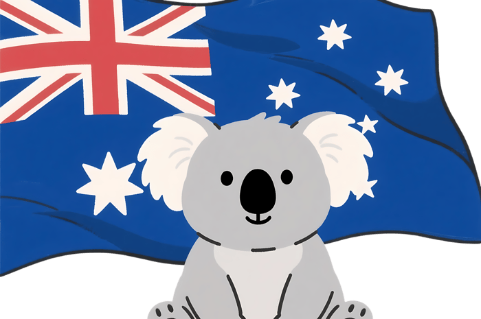 Cartoon koala with australian flag
