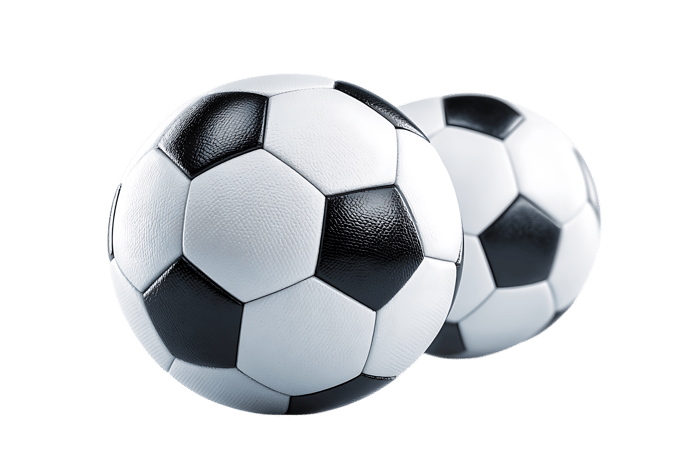 Two soccer balls, close up view.
