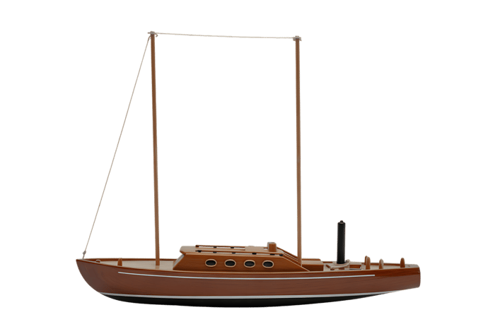 Vintage steam yacht model boat, nautical decor