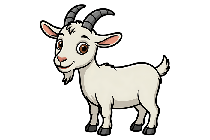Cartoon goat illustration for farm themes and animal designs