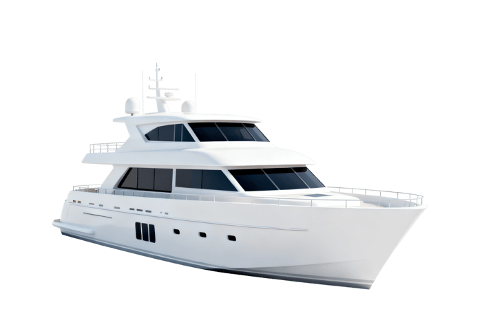 Luxury white motor yacht on the water