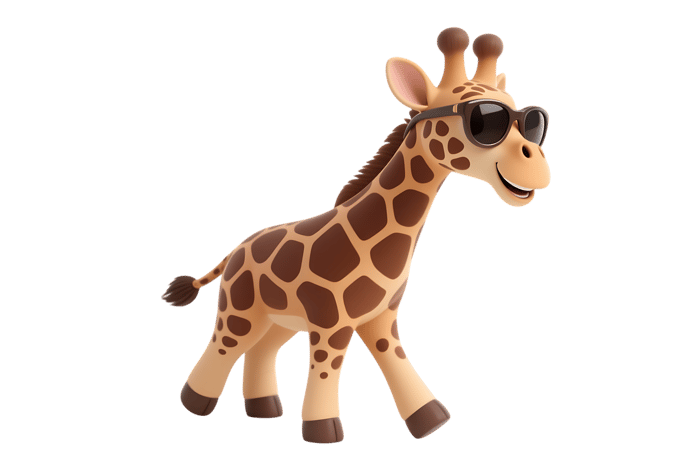 Cartoon giraffe with sunglasses