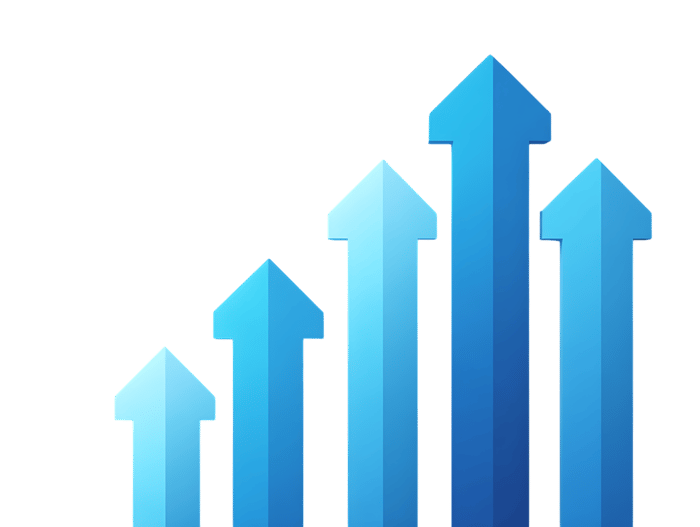 Blue arrows pointing upwards, symbolizing growth, progress, and success.