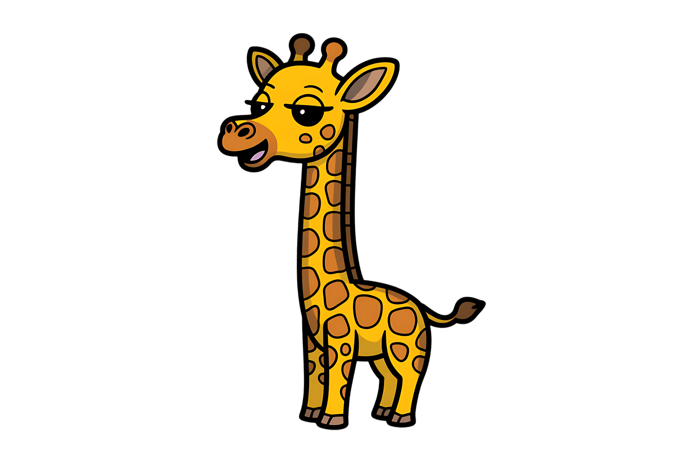 Cartoon giraffe illustration for kids content and design